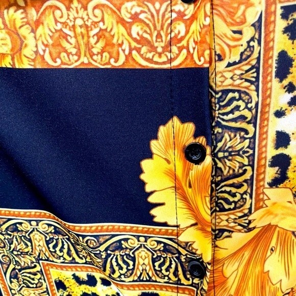 Gold Prints Women’s Button-Down Mini Dress - Picture 6 of 7